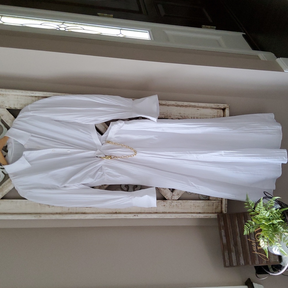 New Jonathan Simkhai Fraya Long Sleeve Cotton Blend Maxi Shirtdress - Picture 4 of 11